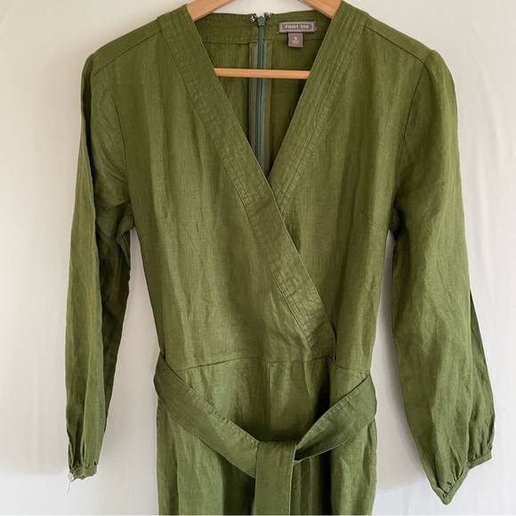J. Crew Point Sur Olive Linen Jumpsuit Size 0 - Picture 4 of 15